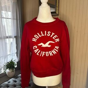 Hollister California Y2K Cropped Sweatshirt Red Crewneck Pullover Size Small